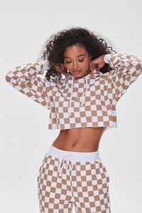 Checkered Cropped Hoodie, image 1