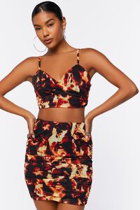 BLACK/MULTI Flame Print Cropped Cami & Mini Skirt Set, image 4