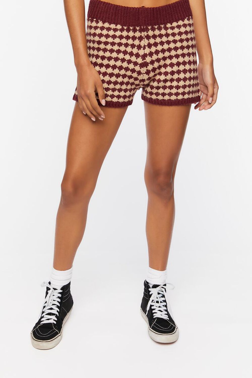 Houndstooth Sweater-Knit Shorts, image 2