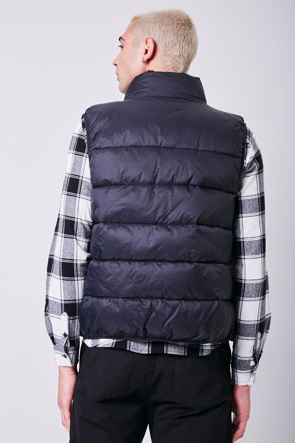 BLACK Quilted Zip-Up Puffer Vest, image 3