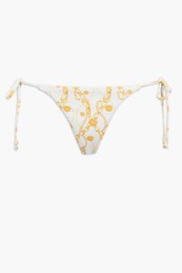 WHITE/YELLOW Chain Print String Bikini Bottoms, image 5