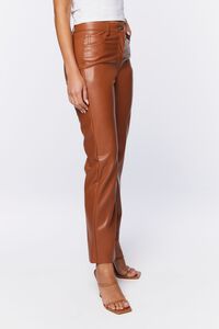 BROWN Faux Leather High-Rise Pants, image 3