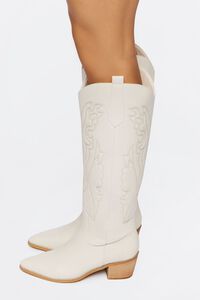 WHITE Faux Leather Cowboy Boots, image 2