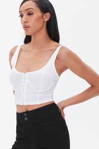 WHITE Ribbed Bustier Crop Top, image 1