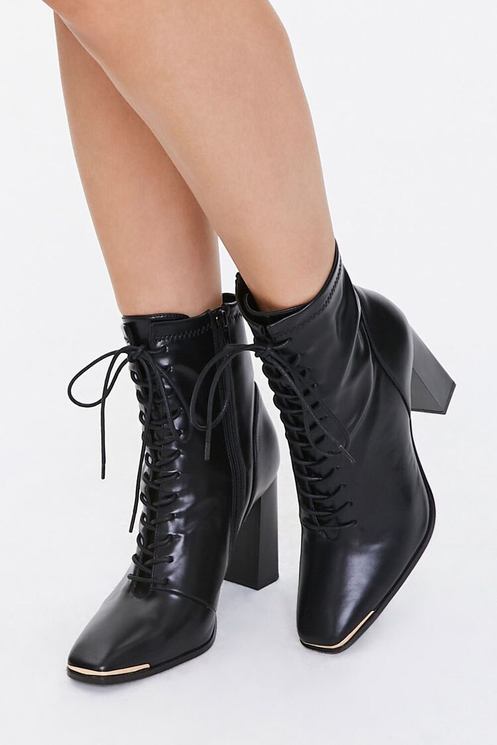 Faux Leather Metal-Toe Booties
