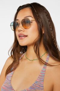 GOLD/GREEN Ombre Round Sunglasses, image 1