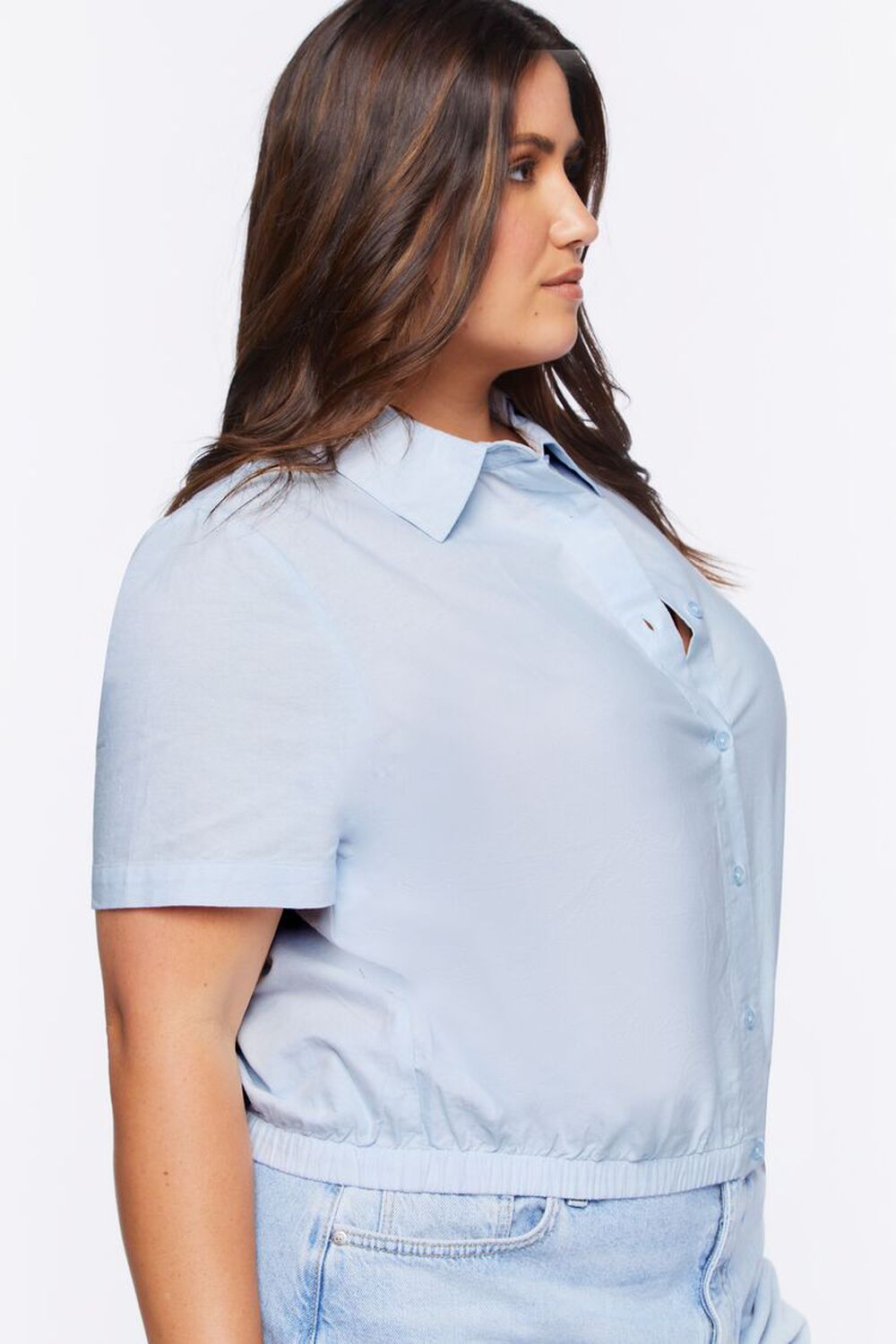 CLOUD Plus Size Cropped Cotton Shirt, image 2