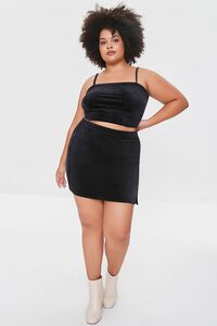 BLACK Plus Size Velour Mini Skirt, image 5