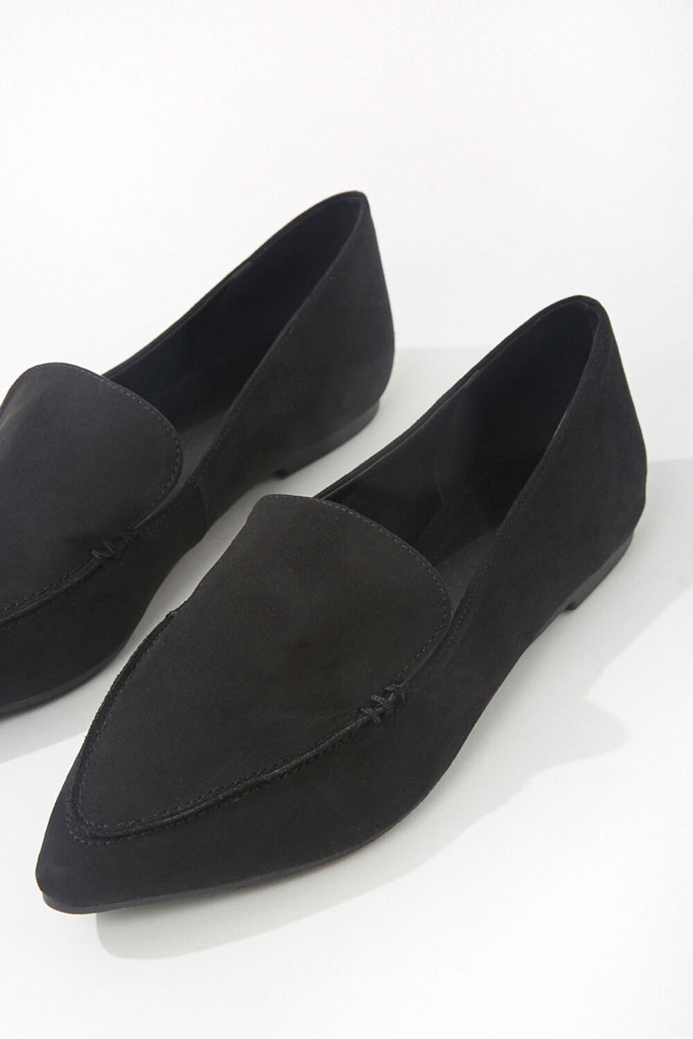 BLACK Faux Suede Pointed-Toe Loafers, image 3
