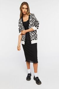 BLACK/WHITE Checkered Floral Cardigan Sweater, image 4
