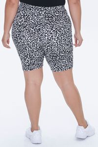 BLACK/WHITE Plus Size Leopard Biker Shorts, image 4