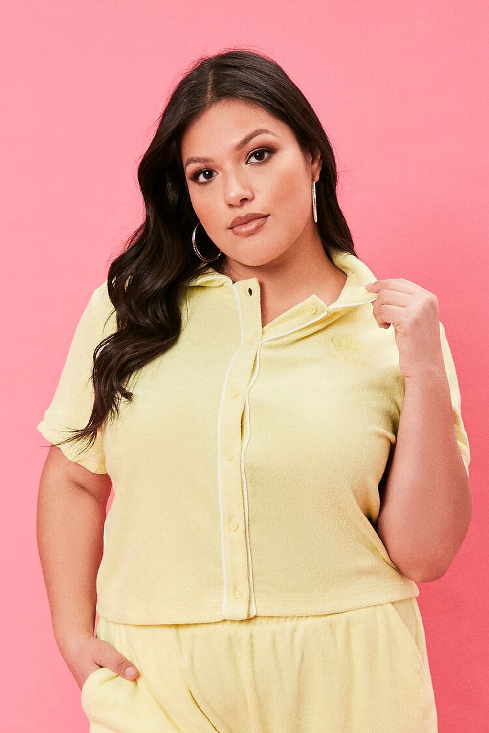 YELLOW/MULTI Plus Size Juicy Couture Polo Shirt, image 1