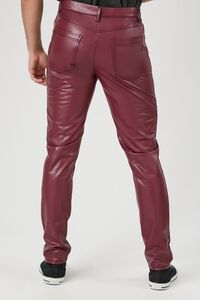BURGUNDY/BLACK Faux Leather Skinny Pants, image 4