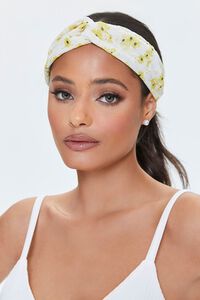YELLOW/MULTI Embroidered Floral Headwrap, image 4