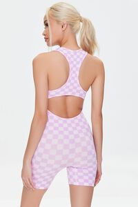 PINK/LIGHT PINK Active Seamless Checkered Print Cutout Romper, image 3