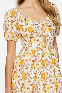 IVORY/MULTI Floral Print Puff-Sleeve Mini Dress, image 5