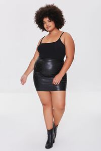 BLACK Plus Size Studded Faux Leather Skirt, image 5