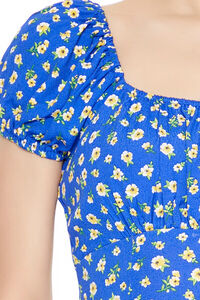 COBALT/MULTI Ditsy Floral Puff-Sleeve Mini Dress, image 5