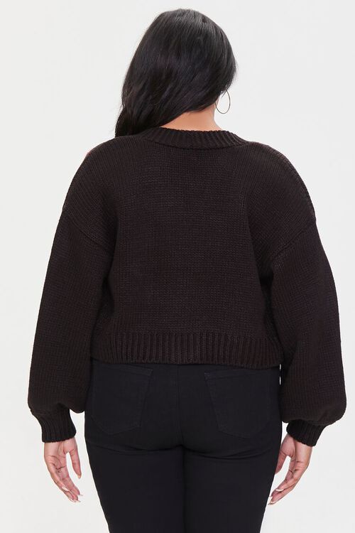BLACK/MULTI Plus Size Mushroom Cardigan Sweater, image 3