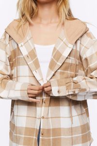 VANILLA/KHAKI Hooded Flannel Combo Shirt, image 5
