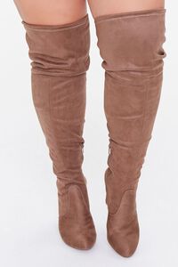 TAUPE Faux Suede Block Heel Boots (Wide), image 4