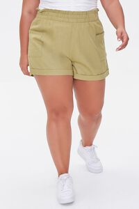 OLIVE Plus Size Smocked Cuffed-Hem Shorts, image 2