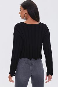 BLACK Cropped Rib-Knit Sweater, image 3