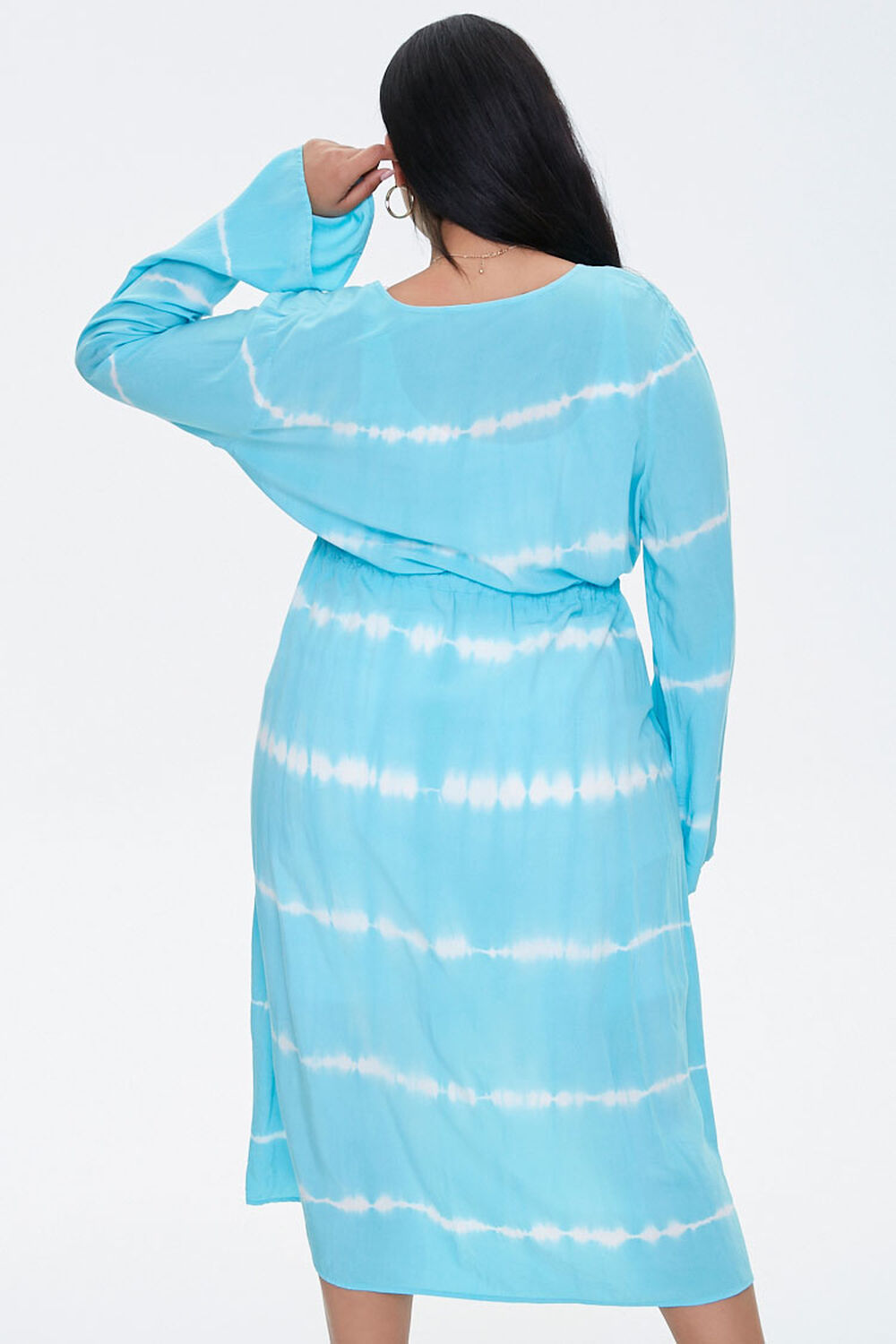 AQUA/WHITE Plus Size Tie-Dye Kimono, image 3