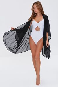 BLACK Crepe Swim Cover-Up Kimono, image 4