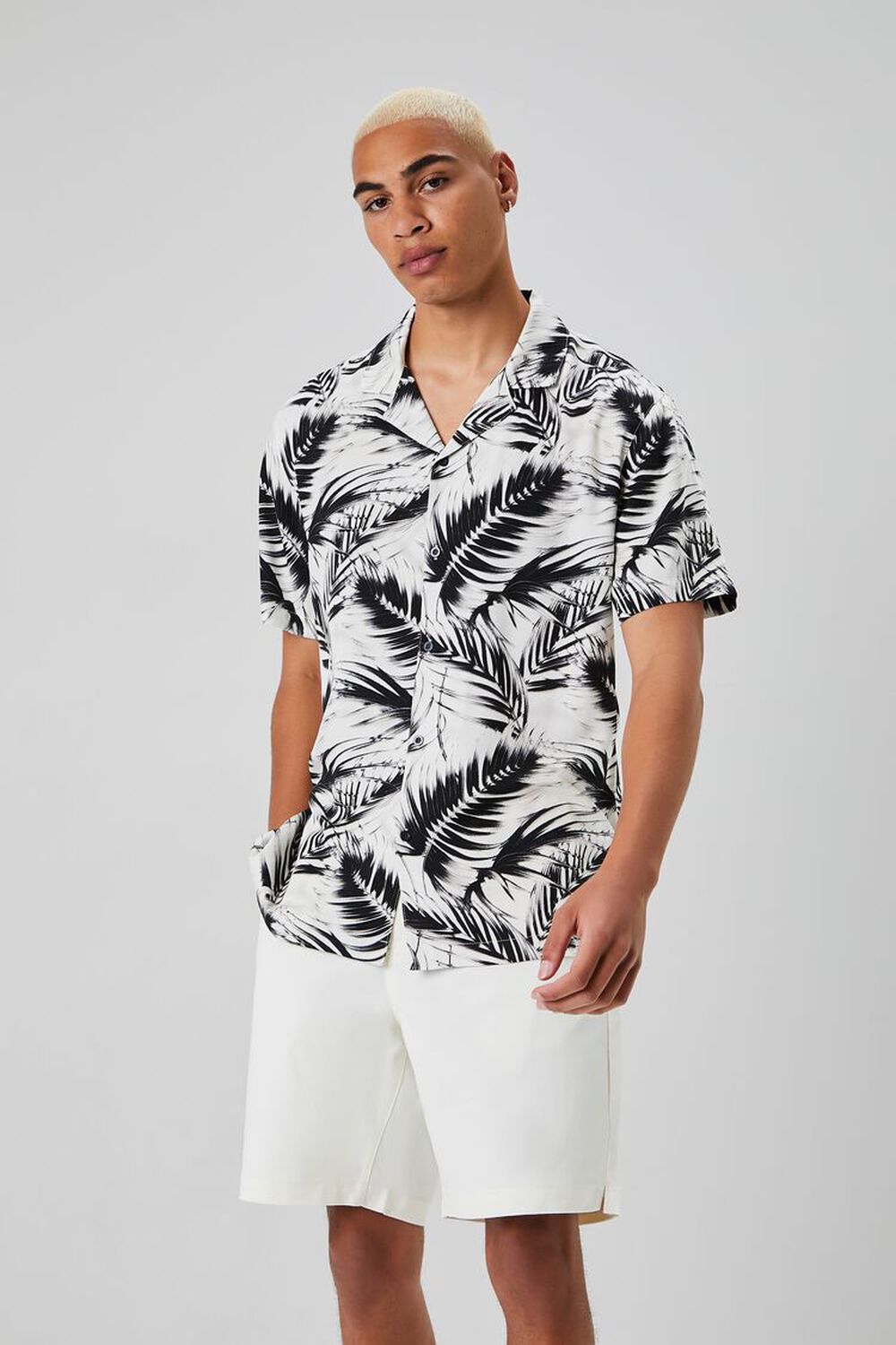 WHITE/MULTI Tropical Leaf Print Shirt, image 1