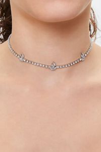 SILVER/CLEAR Flame Charm Choker Necklace, image 1