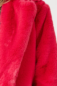 PINK Notched Faux Fur Coat, image 6