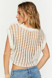 WHITE Open-Knit Cropped Sweater Vest, image 3