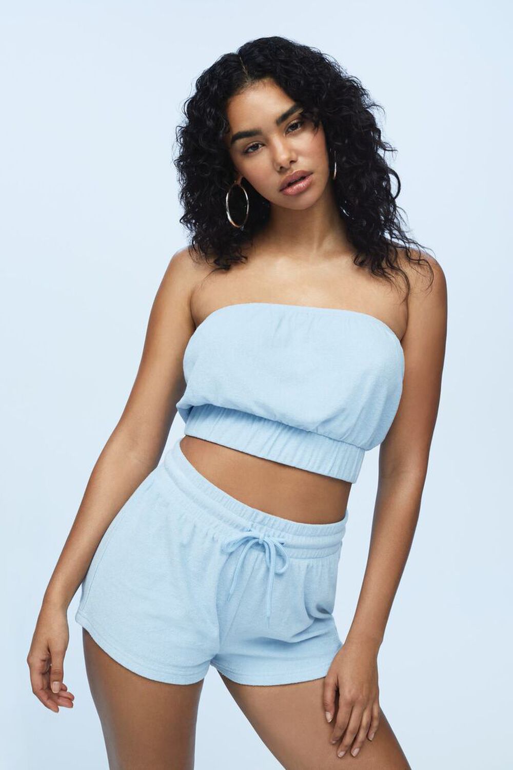 BLUE French Terry Drawstring Shorts, image 1