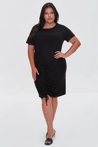 BLACK Plus Size Drawstring T-Shirt Dress, image 4
