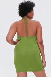 GREEN Plus Size Halter Mini Dress, image 3
