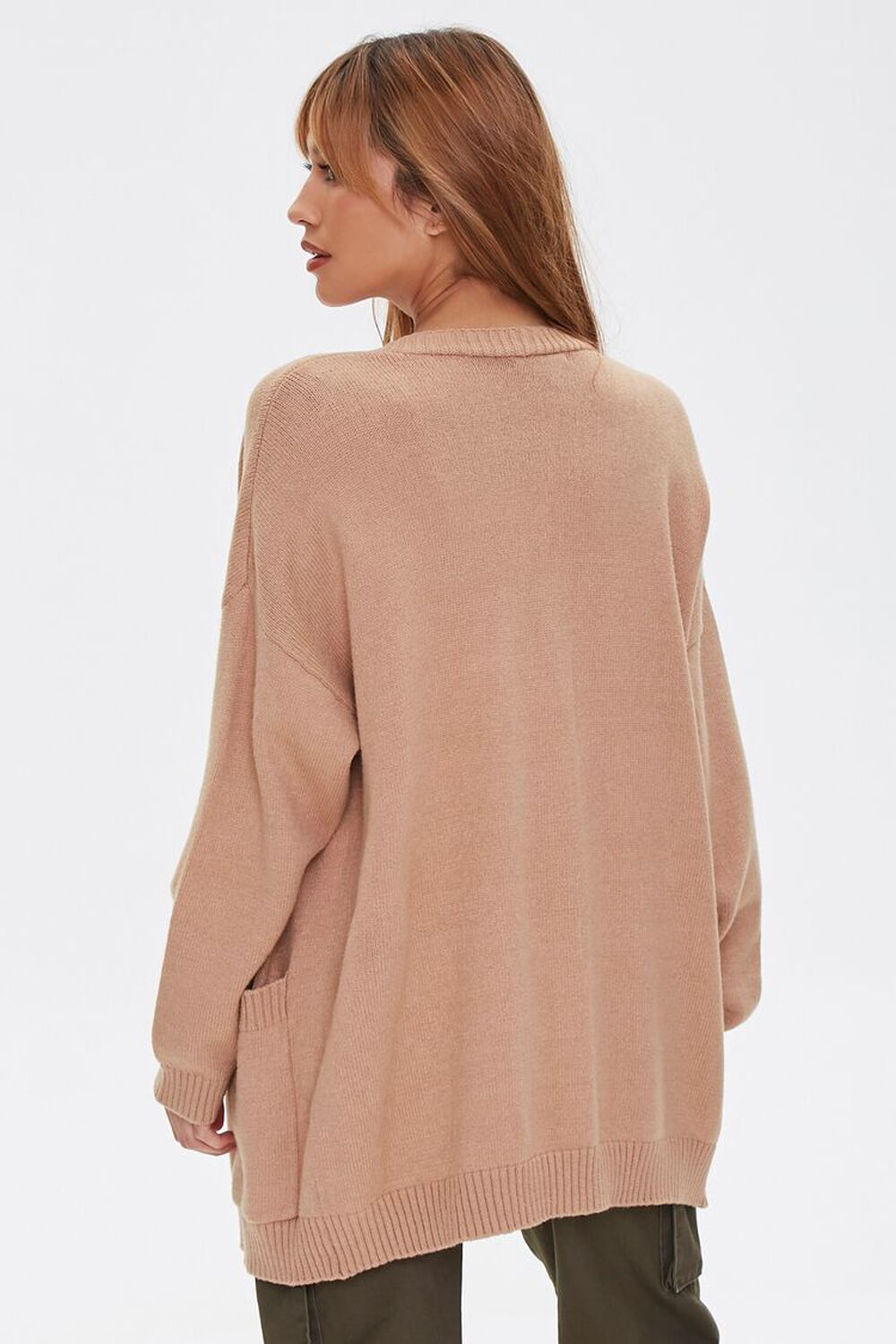 TAUPE Patch-Pocket Cardigan Sweater, image 3