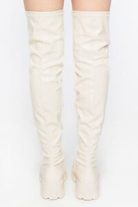 BEIGE Faux Leather Over-the-Knee Lug Boots, image 3