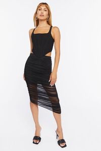 BLACK Mesh Bodycon Midi Skirt, image 5