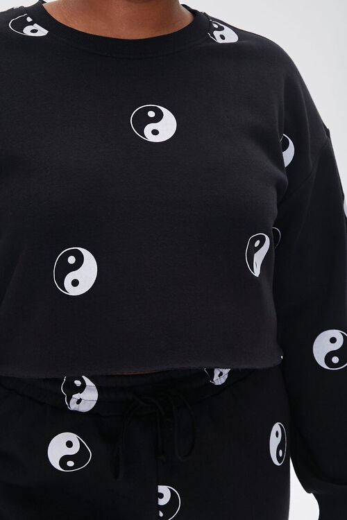 BLACK/MULTI Plus Size Yin Yang Print Sweatshirt, image 5