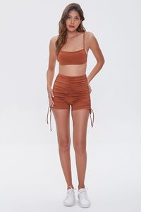 CHOCOLATE Ruched Lace-Up Shorts, image 5