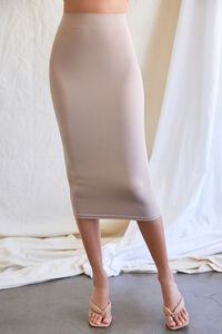 TAUPE Seamless Ribbed Midi Skirt, image 2