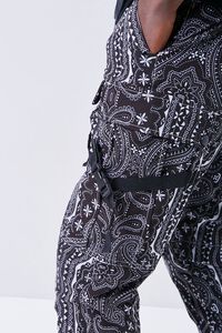 BLACK Ornate Print Cargo Pants, image 5