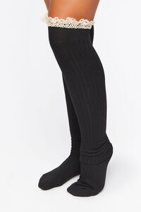 BLACK Crochet-Trim Over-the-Knee Socks, image 2