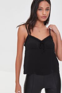 BLACK Relaxed Lace-Trim Cami, image 1