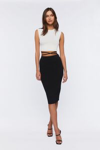 BLACK Crisscross Wraparound Midi Skirt, image 5