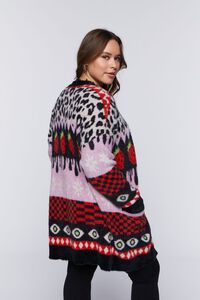 BLACK/MULTI Plus Size Mixed Print Longline Cardigan Sweater, image 3