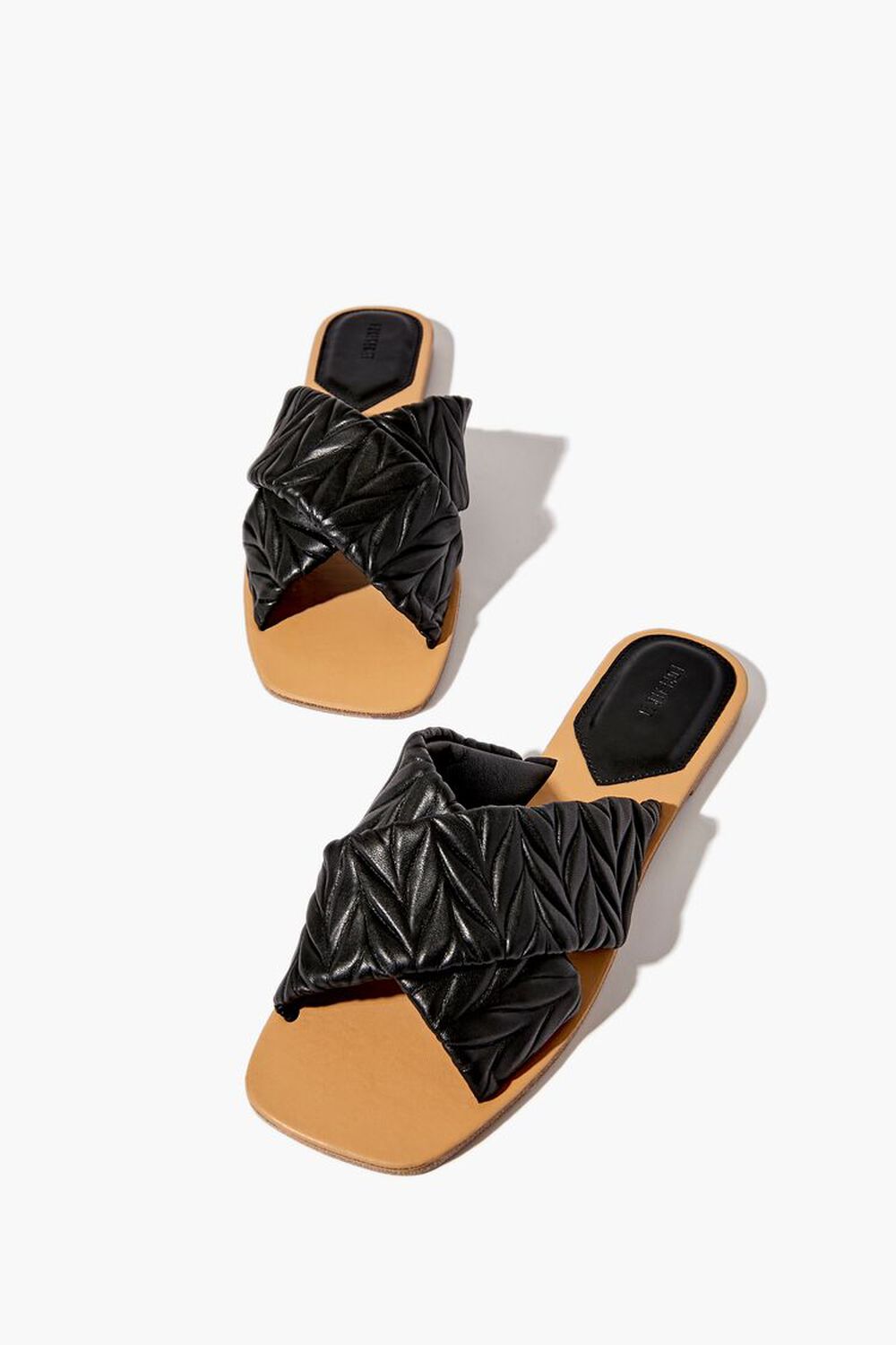 BLACK Textured Crisscross Sandals, image 1