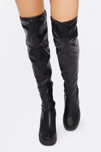BLACK Faux Leather Over-Knee High Boots, image 4