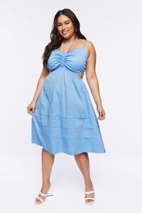 DELLA ROBBIA BLUE Plus Size Cutout Fit & Flare Midi Dress, image 4